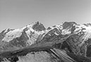 Pelvouxgruppe, Blick vom höchsten Punkt des Plateau d' Ecuparis (2616 m) auf la Meije (3987 m)